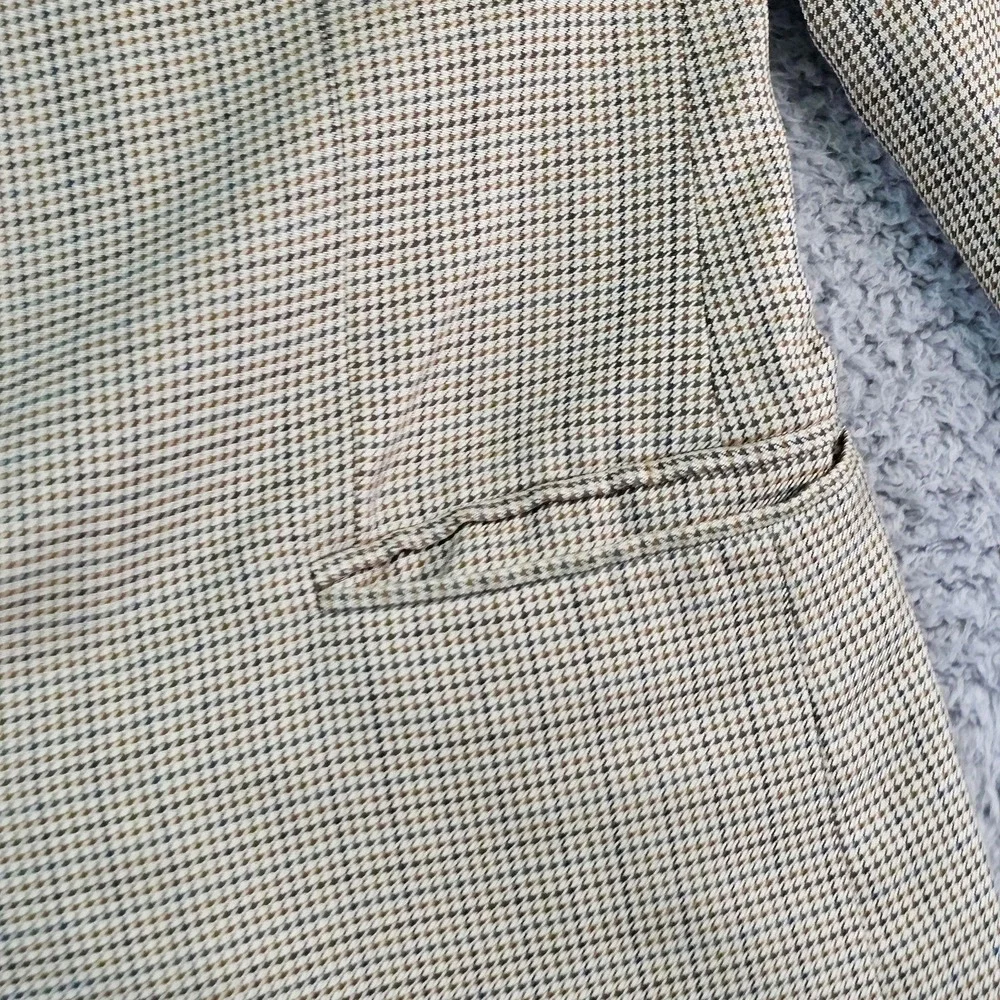 Brooks Brothers Sport Coat Mens 44 Beige Check Silk Wool Blazer Made In Italy